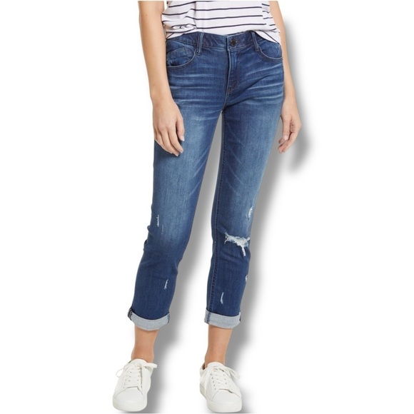 Wit & Wisdom Denim - WIT & WISDOM CoolMax Ripped Mid Rise Girlfriend Jeans - 16 Blue Vintage
